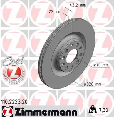 Тормозной диск ZIMMERMANN 110.2223.20