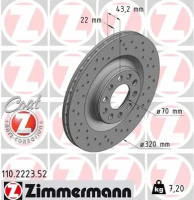 Тормозной диск ZIMMERMANN 110.2223.52