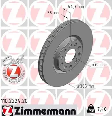 Тормозной диск ZIMMERMANN 110.2224.20
