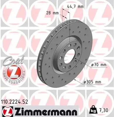 Тормозной диск ZIMMERMANN 110.2224.52