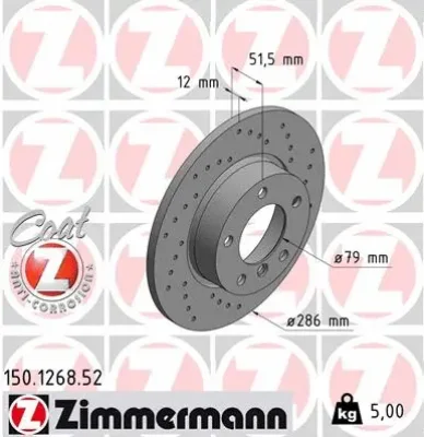 150.1268.52 ZIMMERMANN Тормозной диск