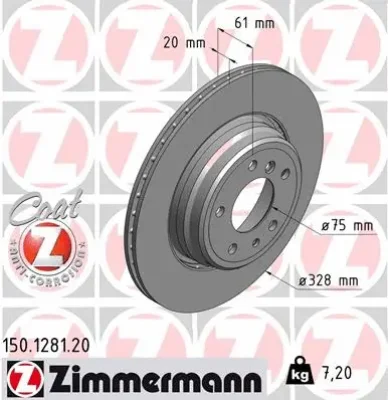 Тормозной диск ZIMMERMANN 150.1281.20