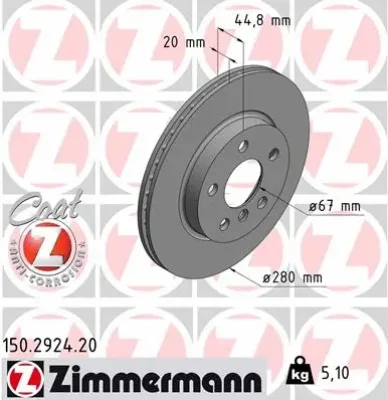 Тормозной диск ZIMMERMANN 150.2924.20