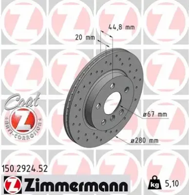 Тормозной диск ZIMMERMANN 150.2924.52