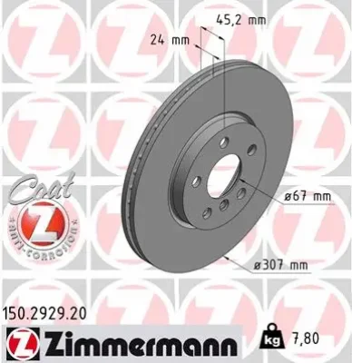 Тормозной диск ZIMMERMANN 150.2929.20