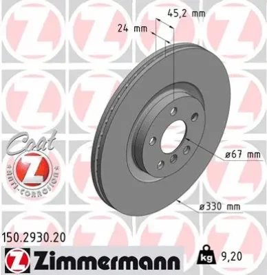 Тормозной диск ZIMMERMANN 150.2930.20