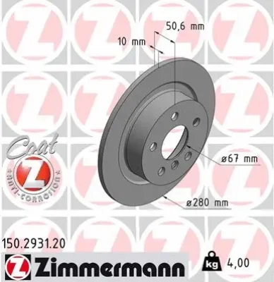 Тормозной диск ZIMMERMANN 150.2931.20