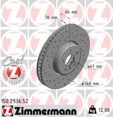 Тормозной диск ZIMMERMANN 150.2936.52