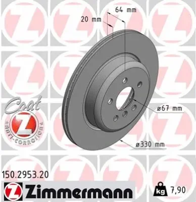 Тормозной диск ZIMMERMANN 150.2953.20