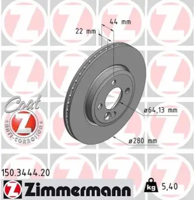 Тормозной диск ZIMMERMANN 150.3444.20
