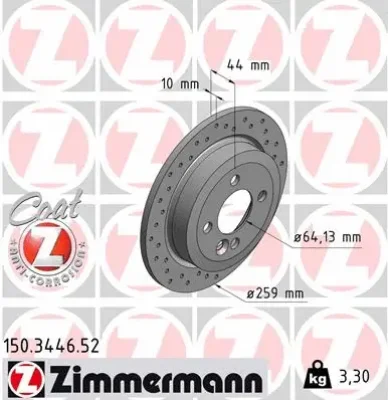 Тормозной диск ZIMMERMANN 150.3446.52