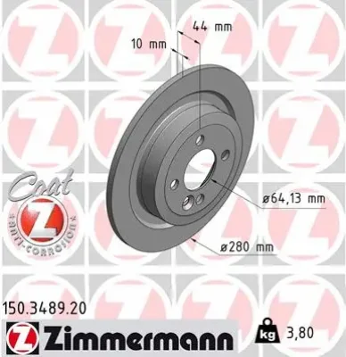 Тормозной диск ZIMMERMANN 150.3489.20