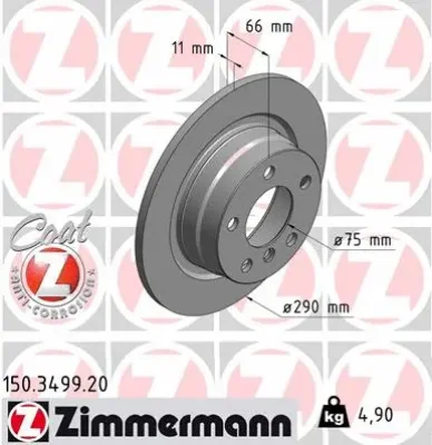 150.3499.20 ZIMMERMANN Тормозной диск