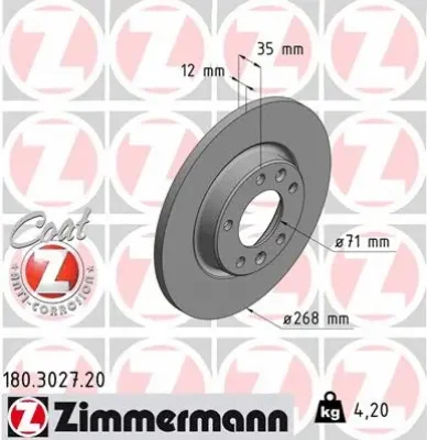 Тормозной диск ZIMMERMANN 180.3027.20