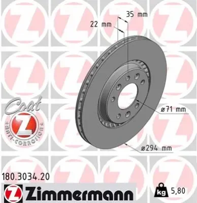 Тормозной диск ZIMMERMANN 180.3034.20