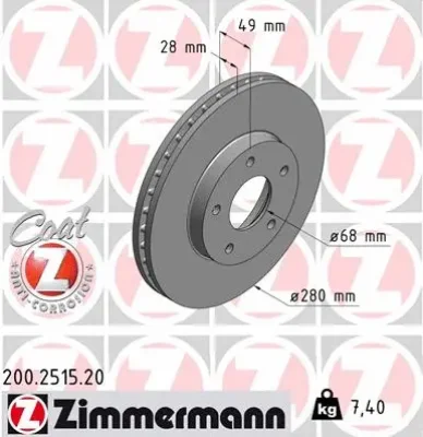 200.2515.20 ZIMMERMANN Тормозной диск