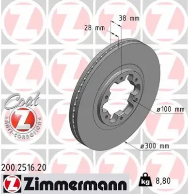 Тормозной диск ZIMMERMANN 200.2516.20