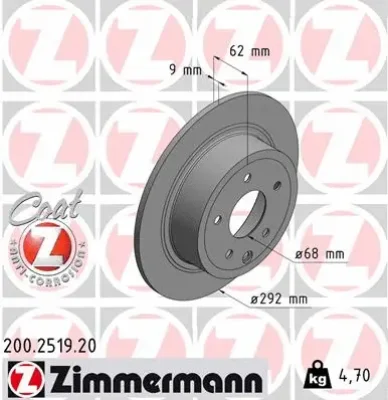 200.2519.20 ZIMMERMANN Тормозной диск
