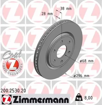 Тормозной диск ZIMMERMANN 200.2530.20