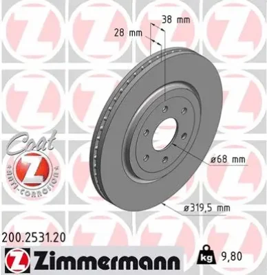 200.2531.20 ZIMMERMANN Тормозной диск