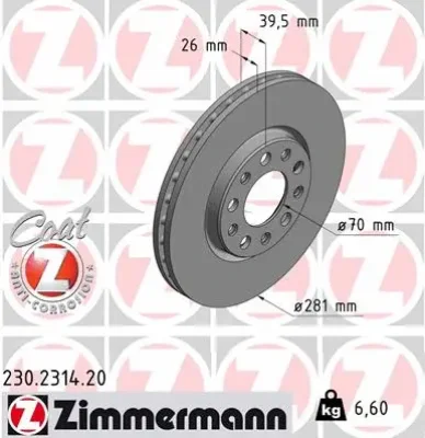 Тормозной диск ZIMMERMANN 230.2314.20