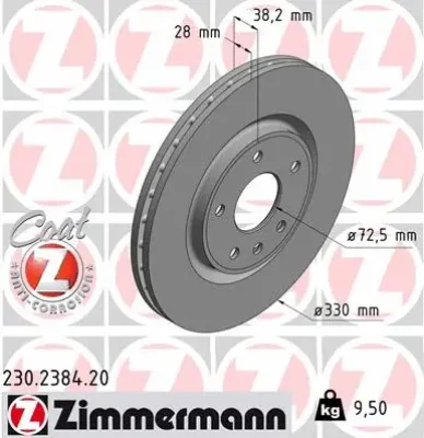 Тормозной диск ZIMMERMANN 230.2384.20