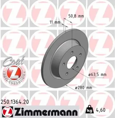 250.1364.20 ZIMMERMANN Тормозной диск