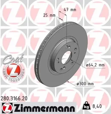 280.3166.20 ZIMMERMANN Тормозной диск