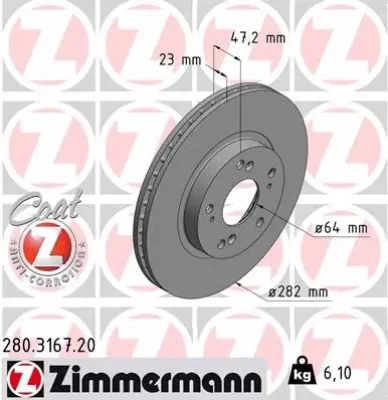 280.3167.20 ZIMMERMANN Тормозной диск