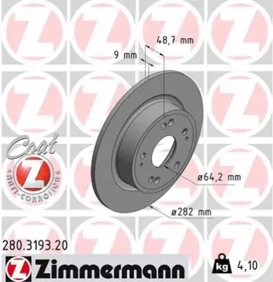 Тормозной диск ZIMMERMANN 280.3193.20