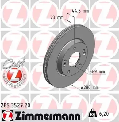 Тормозной диск ZIMMERMANN 285.3527.20