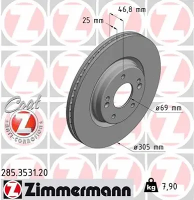 Тормозной диск ZIMMERMANN 285.3531.20