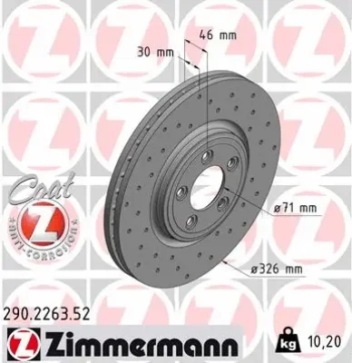 Тормозной диск ZIMMERMANN 290.2263.52