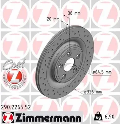 290.2265.52 ZIMMERMANN Тормозной диск