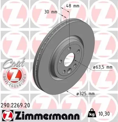 Тормозной диск ZIMMERMANN 290.2269.20