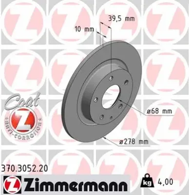 370.3052.20 ZIMMERMANN Тормозной диск