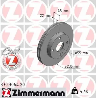 Тормозной диск ZIMMERMANN 370.3064.20