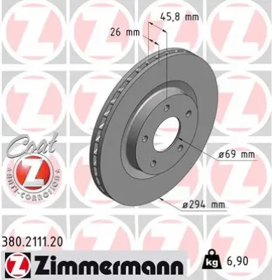 Тормозной диск ZIMMERMANN 380.2111.20