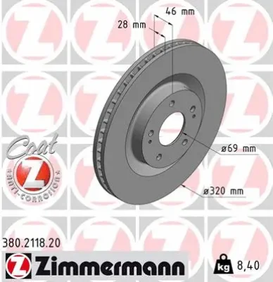 Тормозной диск ZIMMERMANN 380.2118.20