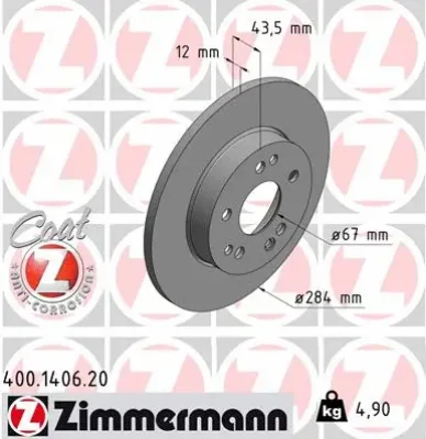 400.1406.20 ZIMMERMANN Тормозной диск