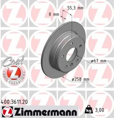Тормозной диск ZIMMERMANN 400.3611.20