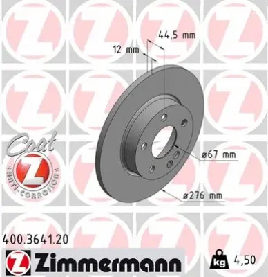 Тормозной диск ZIMMERMANN 400.3641.20