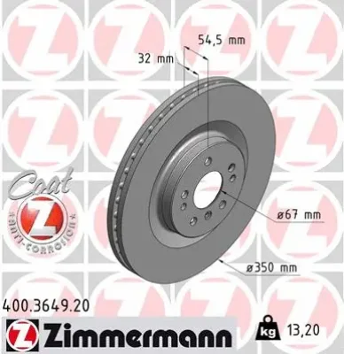 400.3649.20 ZIMMERMANN Тормозной диск