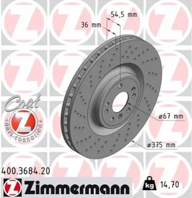 Тормозной диск ZIMMERMANN 400.3684.20