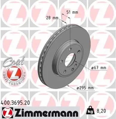 400.3695.20 ZIMMERMANN Тормозной диск