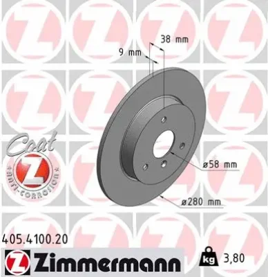 Тормозной диск ZIMMERMANN 405.4100.20