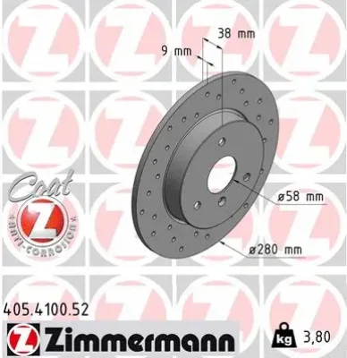 Тормозной диск ZIMMERMANN 405.4100.52
