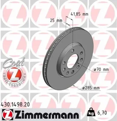 Тормозной диск ZIMMERMANN 430.1498.20