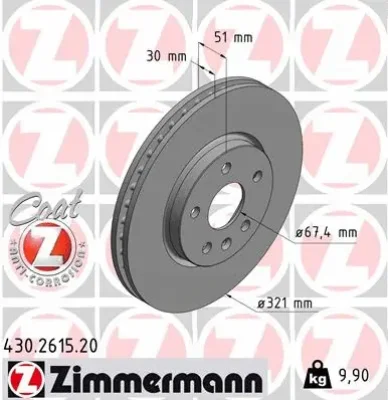 430.2615.20 ZIMMERMANN Тормозной диск