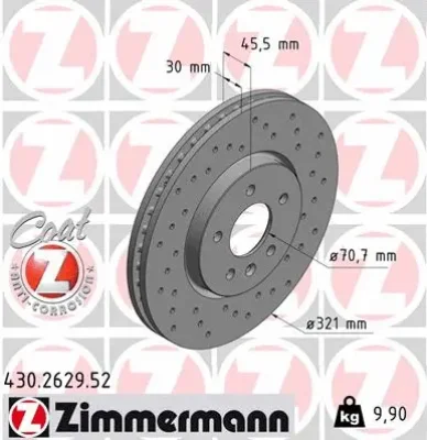 Тормозной диск ZIMMERMANN 430.2629.52